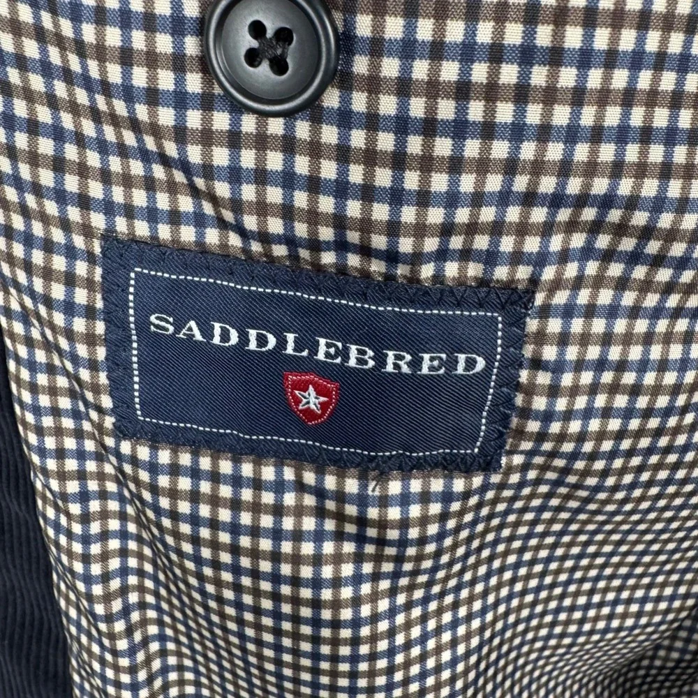 Saddlebred Corduroy 2 Button Blazer Mens‎ 44L Sport Coat Black 100% Cotton